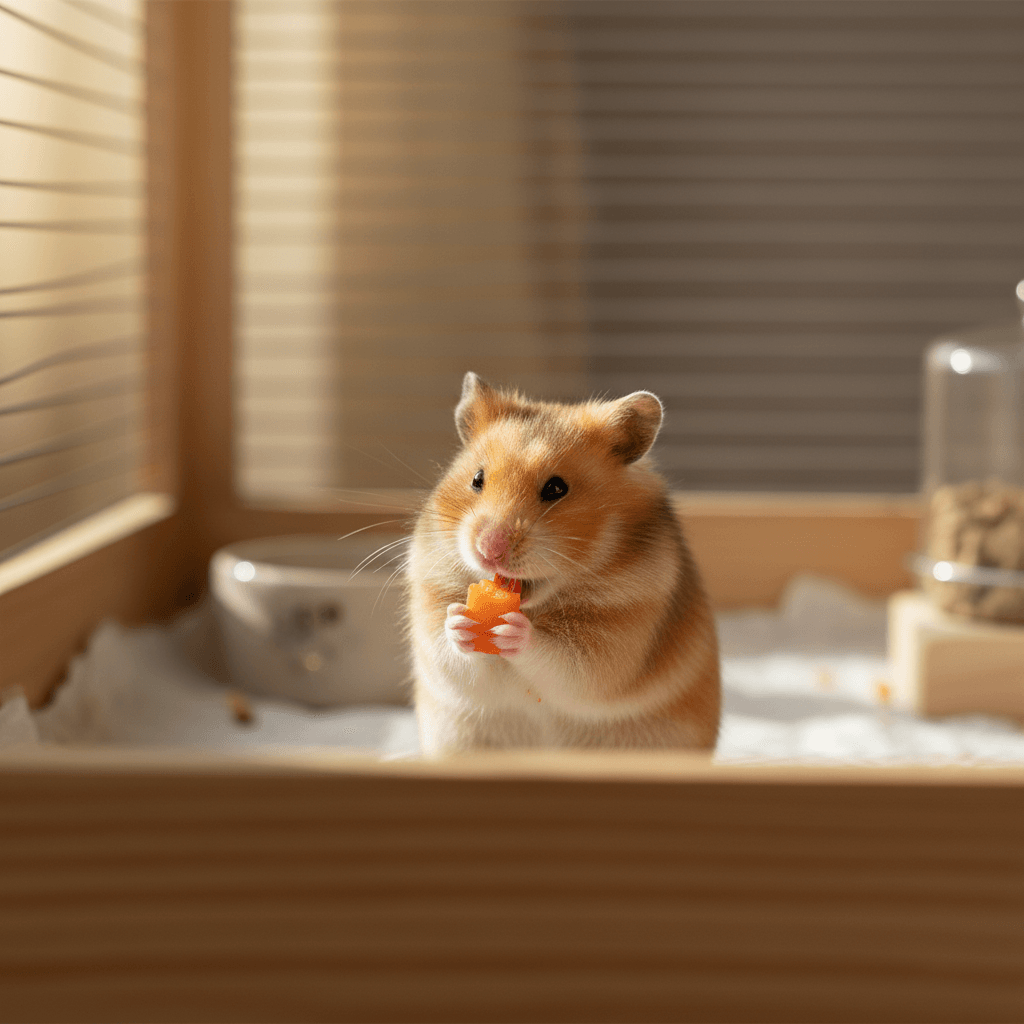 Hamster im gepflegten Käfig